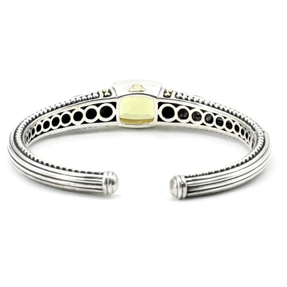 ♥️SOLD♥️LAGOS * Vintage Sterling Silver & 18K Citrine Caviar Cuff Bracelet - Picture 6 of 10